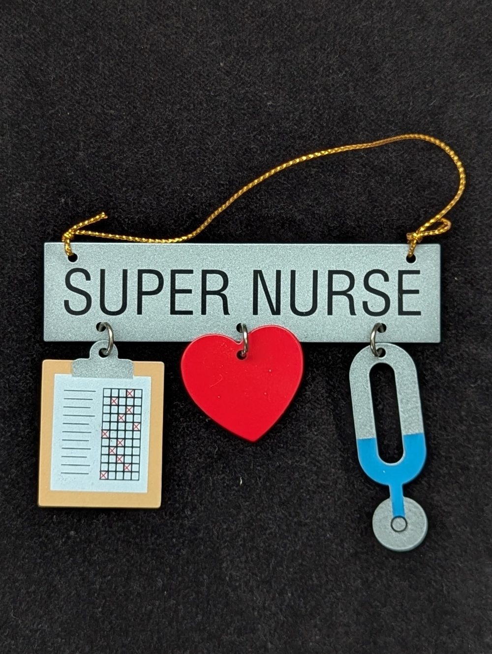 Super Nurse RN Wall Hanging Ornament Heart Stethoscope Clipboard Gift Christmas